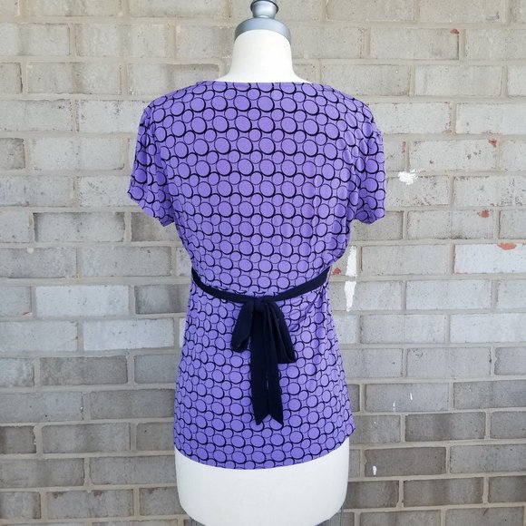 Low V Cross over Purple Blouse Dahlia violet - Picture 4 of 16